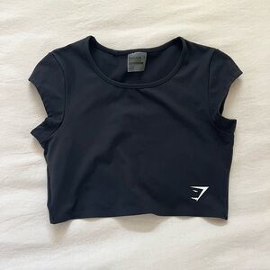 Gymshark Black Cropped Athletic Top with White Logo